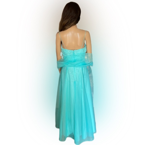 Mori Lee Designer  Women's Strapless Embellished Formal Dress Sea Green Size 7/8 - Picture 9 of 16